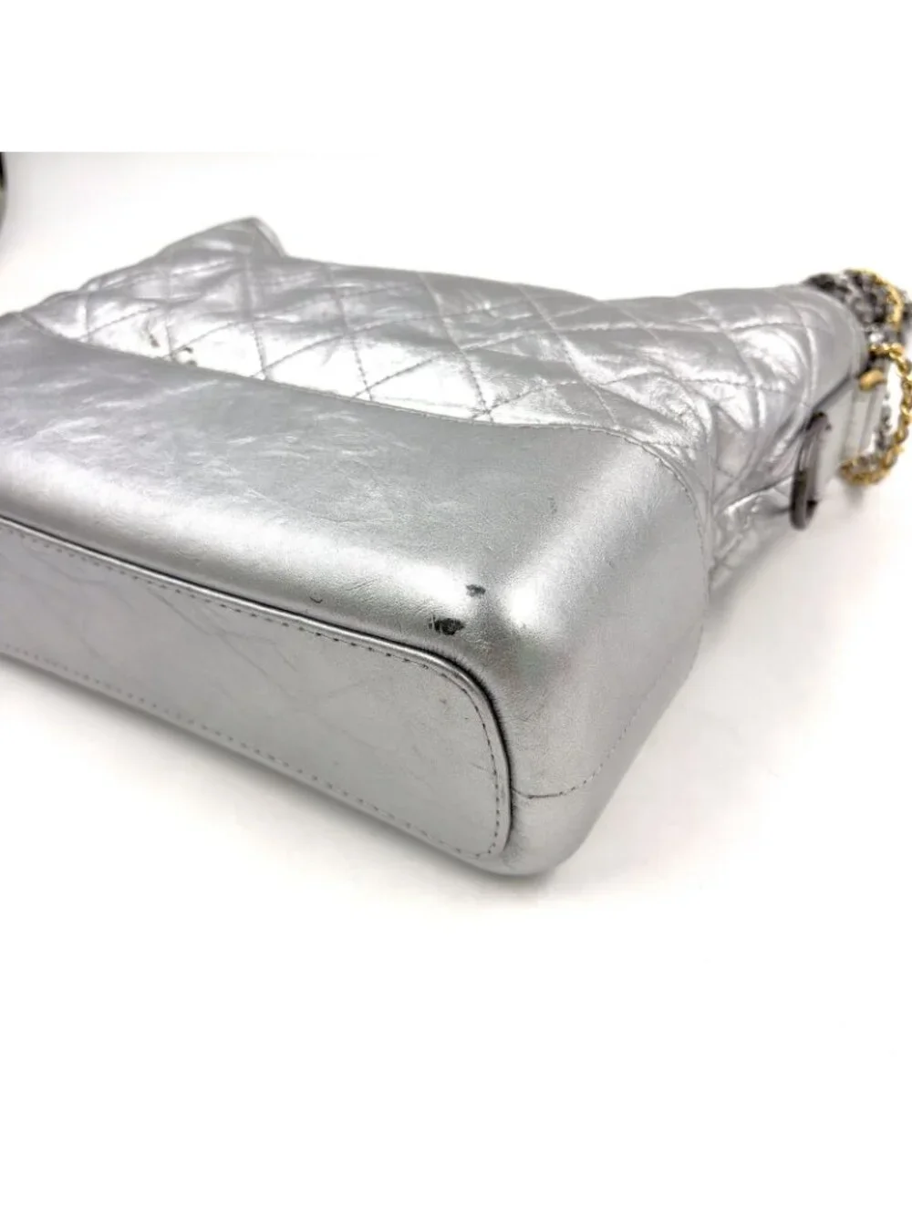 Chanel Gabrielle Calfskin Silver Chain Shoulder Bag Gold